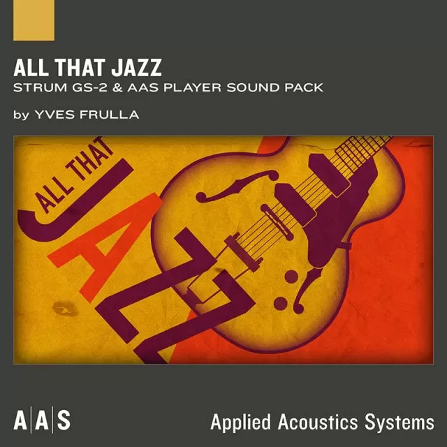 All That Jazz artwork featuring vibrant orange guitar with musical elements and bold jazz-style typography design
