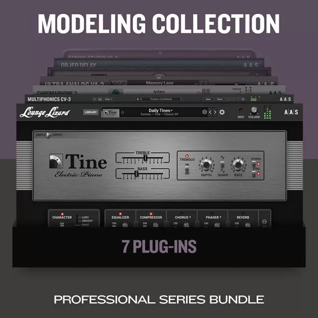 AAS Modeling Collection professional bundle featuring 7 plugins including Multiphonics, Lounge Lizard and more