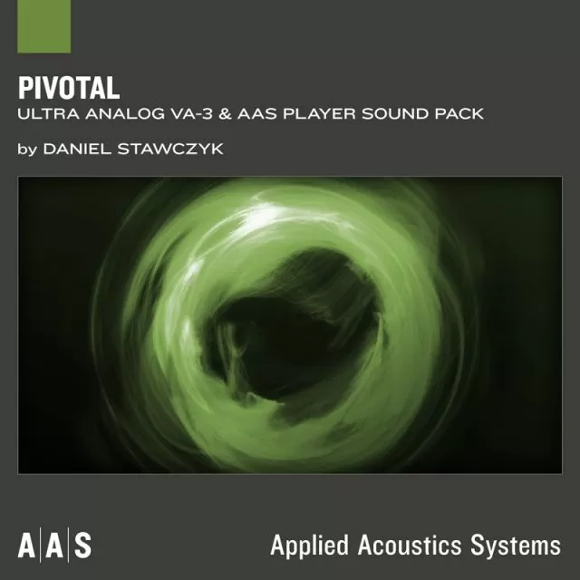 Pivotal sound pack cover with green spiral vortex pattern on black background by Daniel Stawczyk