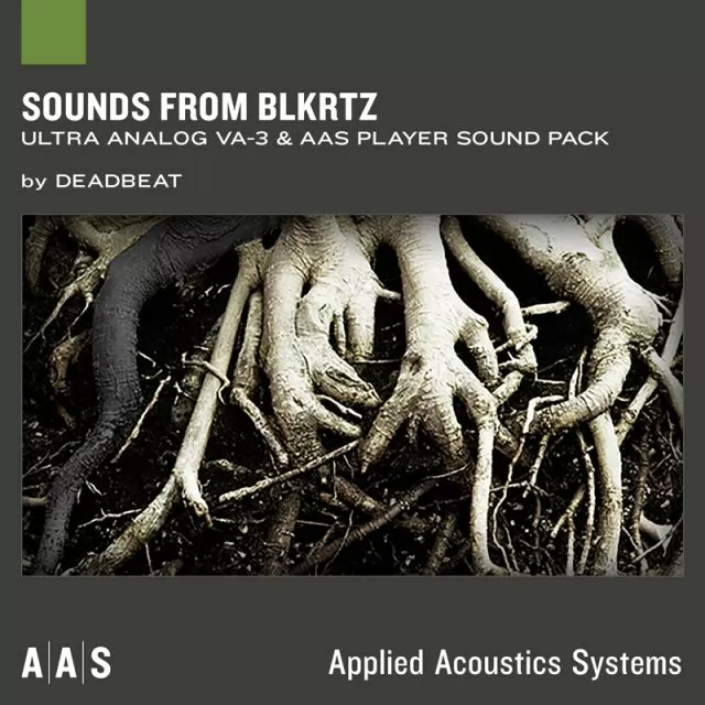 Sounds from BLKRTZ sound pack cover showing artistic black and white image of hands intertwined with branches