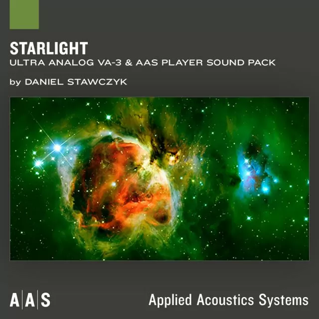 Starlight sound pack cover showing colorful nebula with orange and green cosmic clouds by Daniel Stawczyk
