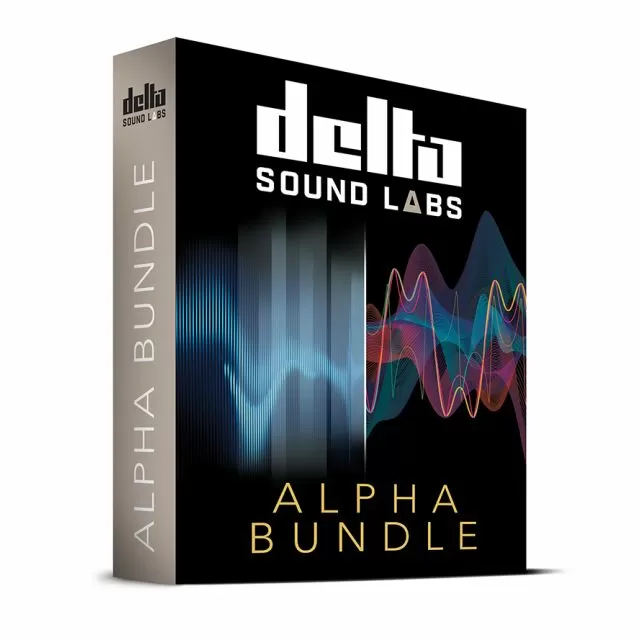 Delta Sound Labs Alpha Bundle cover with colorful waveforms on black background and Delta Sound Labs branding