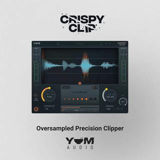 Crispy Clip audio clipping plugin with digital saturation controls and vintage analog modeling