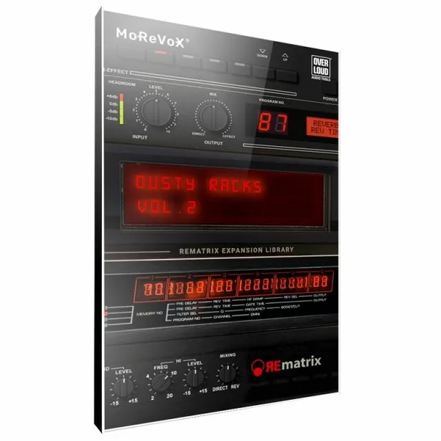 Dusty Racks 2 REmatrix vintage reverb plugin interface with analog tape echo controls