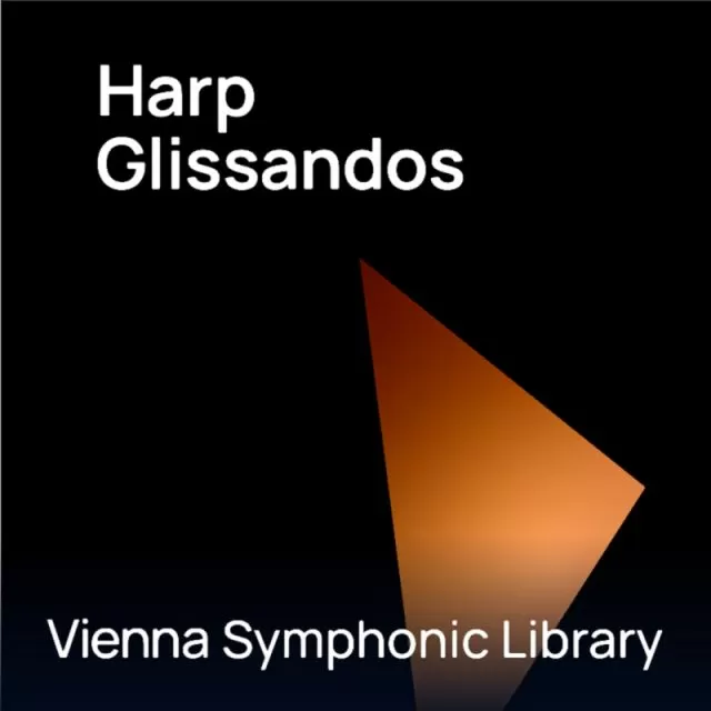 Harp Glissandos cover w/ orange triangular gradient &amp; VSL branding