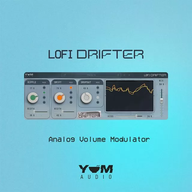 Lofi Drifter plugin interface displaying vintage drift controls with analog tape modeling parameters and nostalgic audio processing features for professional lo-fi music production workflows
