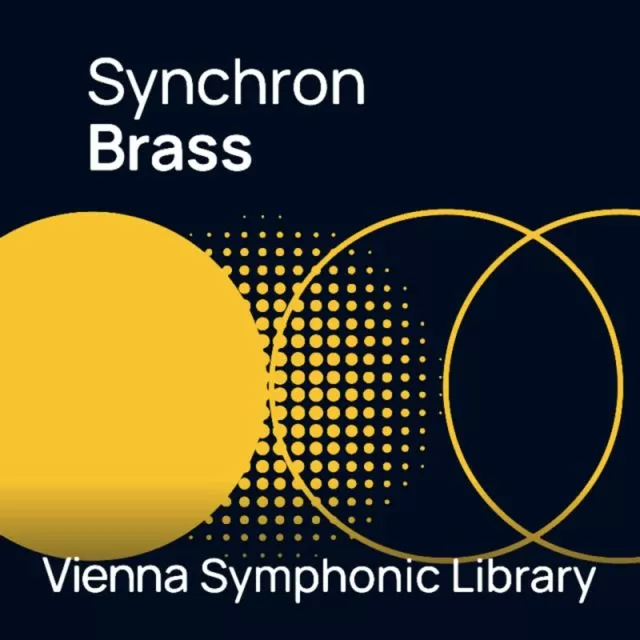 Synchron Brass cover with golden circular patterns on dark background