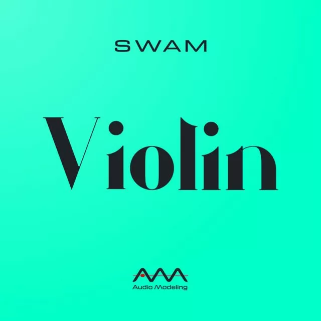 SWAM Violin promotional logo showing elegant violin silhouette with &quot;SWAM Violin&quot; text and modern interface elements