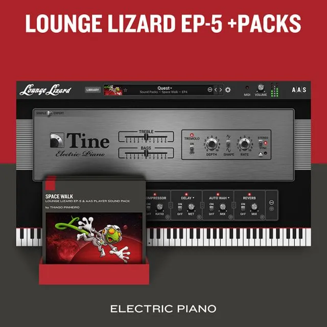 Lounge Lizard EP-5 electric piano bundle with software interface and Space Walk sound pack by AAS