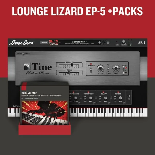 Lounge Lizard EP-5 electric piano bundle with software interface, and all sound packs by AAS