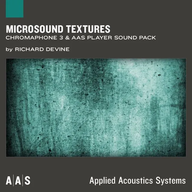 Microsound Textures sound pack cover with textured teal grunge surface by Richard Devine