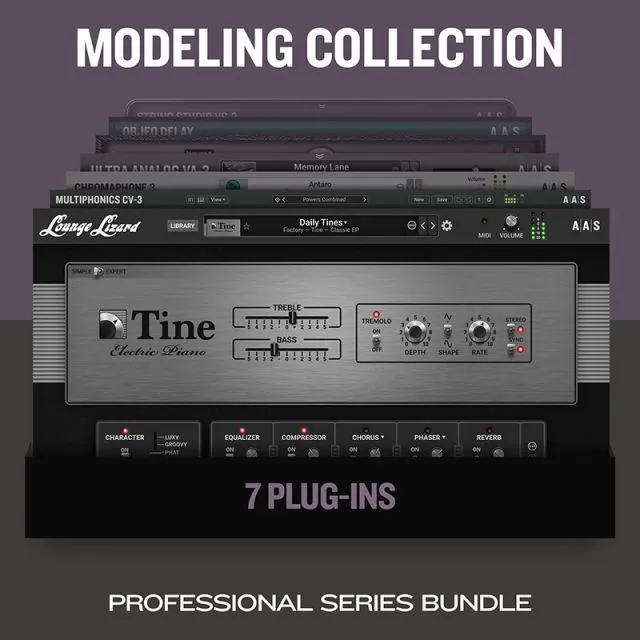 AAS Modeling Collection professional bundle featuring 7 plugins including Multiphonics, Lounge Lizard and more