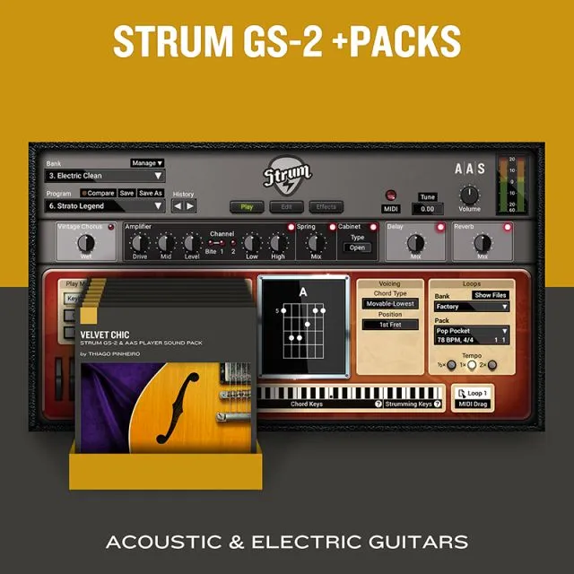 Strum GS-2 guitar synthesizer complete bundle with all sound packs for comprehensive acoustic guitar simulation