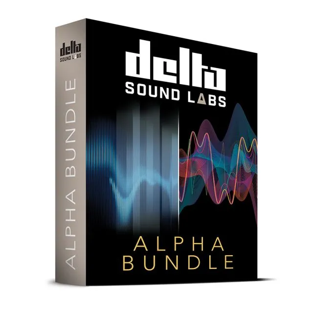 Delta Sound Labs Alpha Bundle cover with colorful waveforms on black background and Delta Sound Labs branding