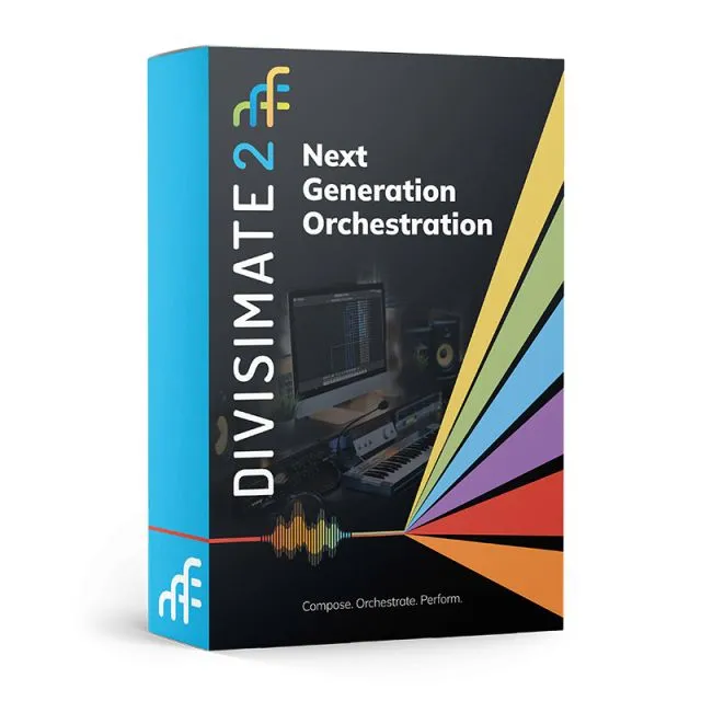 Divisimate 2 Next Generation Orchestration Engine logo with colorful blue yellow geometric design and product branding