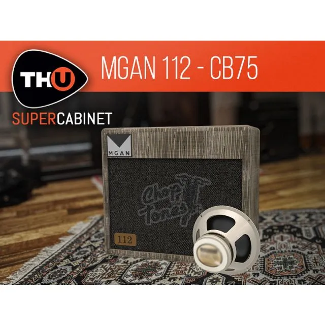 ChopTones Morgan 112 CB75 guitar cabinet with Celestion speaker on wooden floor for SuperCabinet IR impulse library