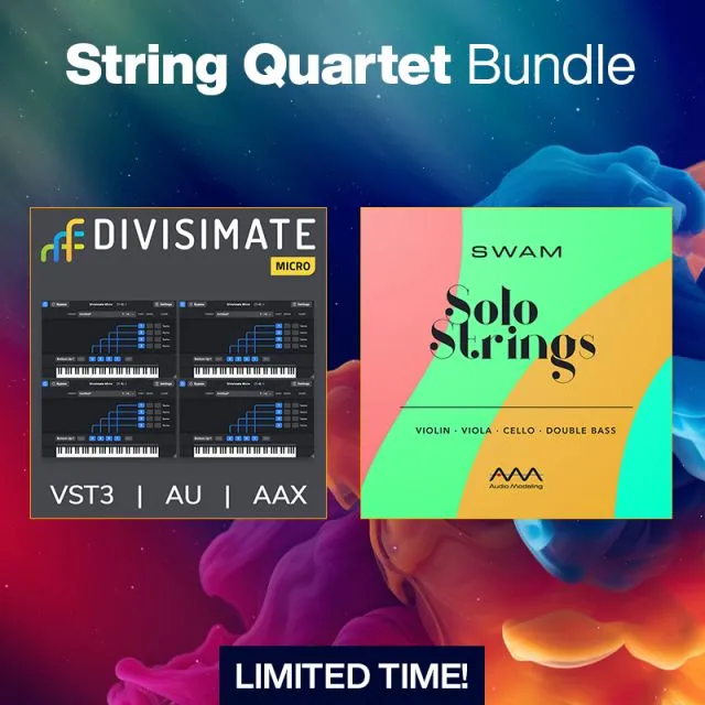 SWAM String Quartet Bundle complete orchestral strings collection featuring advanced modeling technology for professional violin, viola, cello and double bass instruments with authentic string quartet performance