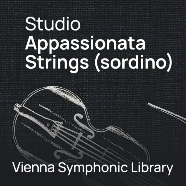 Studio Appassionata Strings (Sordino) cover with violin sketch on dark