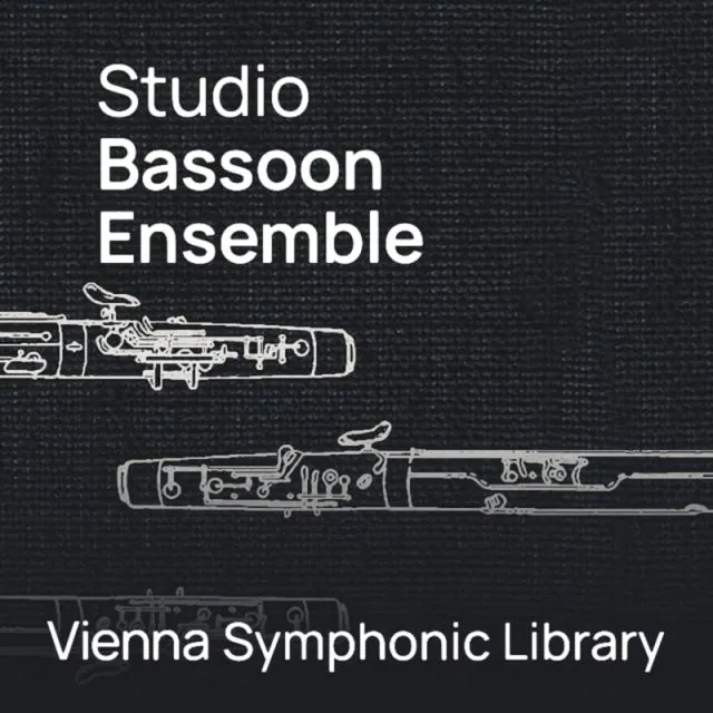 Studio Bassoon Ensemble VSL cover w/ white bassoon outlines dark bg
