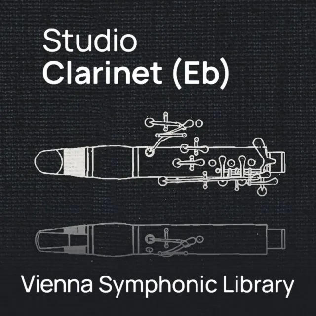 Studio Clarinet (Eb) VSL cover w/ white Eb clarinet diag on dark bg