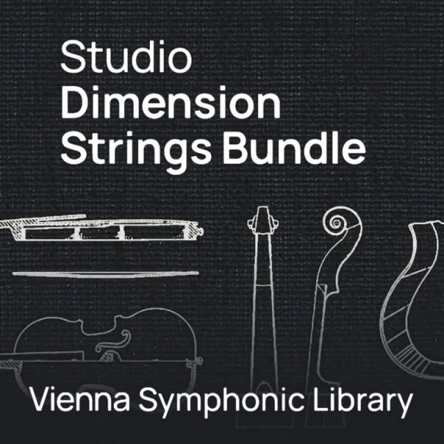 Orchestral string instruments w/ bow on dark textured background
