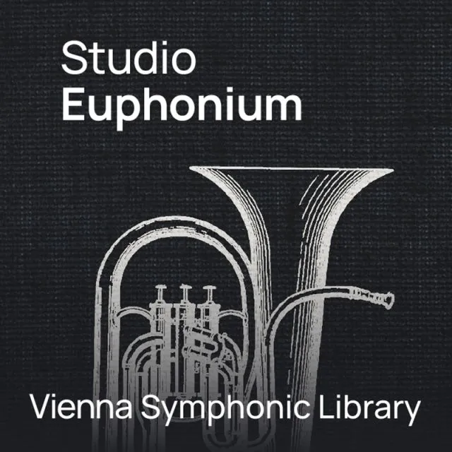 Studio Euphonium cover with white line drawing of euphonium instrument on dark background by Vienna Symphonic Library