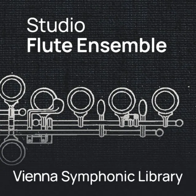 Studio Flute Ensemble VSL cover w/ white flute diagrams on dark bg