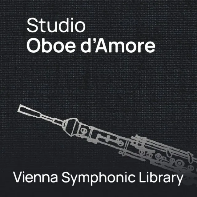 Studio Oboe d&#039;Amore VSL cover w/ white oboe d&#039;amore diag on dark bg
