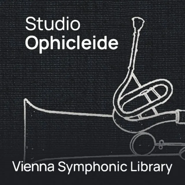 Studio Ophicleide VSL cover w/ white instrument outline on dark bg