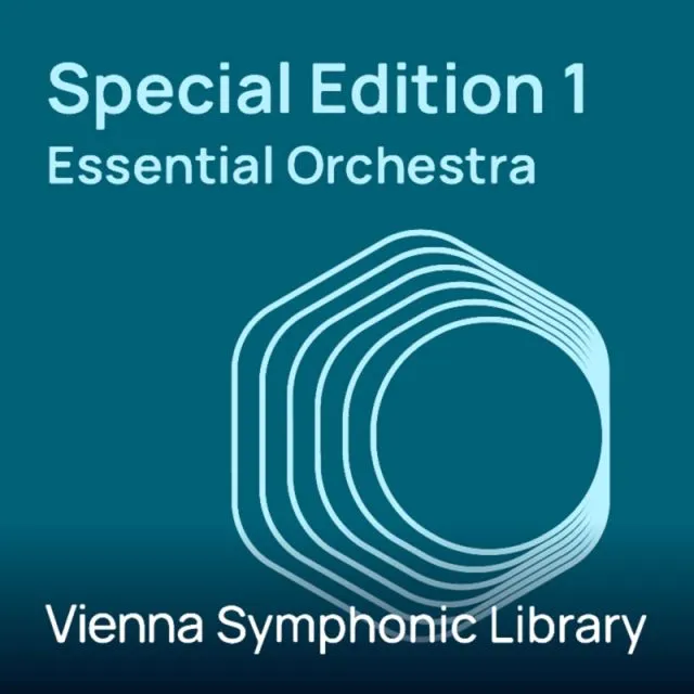 Essential Orchestra cover w/ teal background &amp; geometric lines