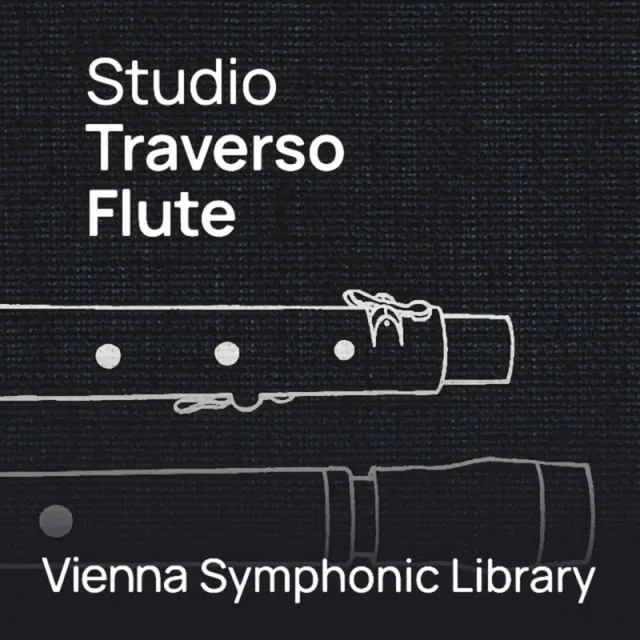 Studio Traverso Flute VSL cover w/ white flute outline on dark bg