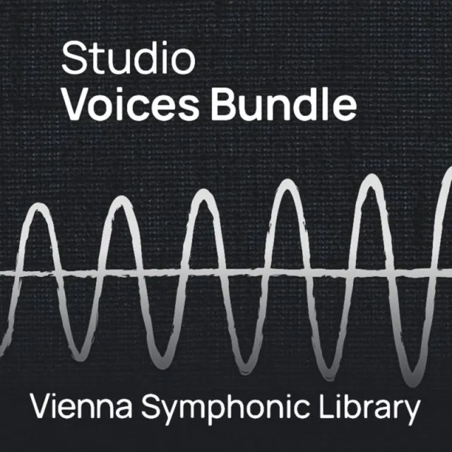 Studio Voices Bundle cover w/ white waveforms on dark bg