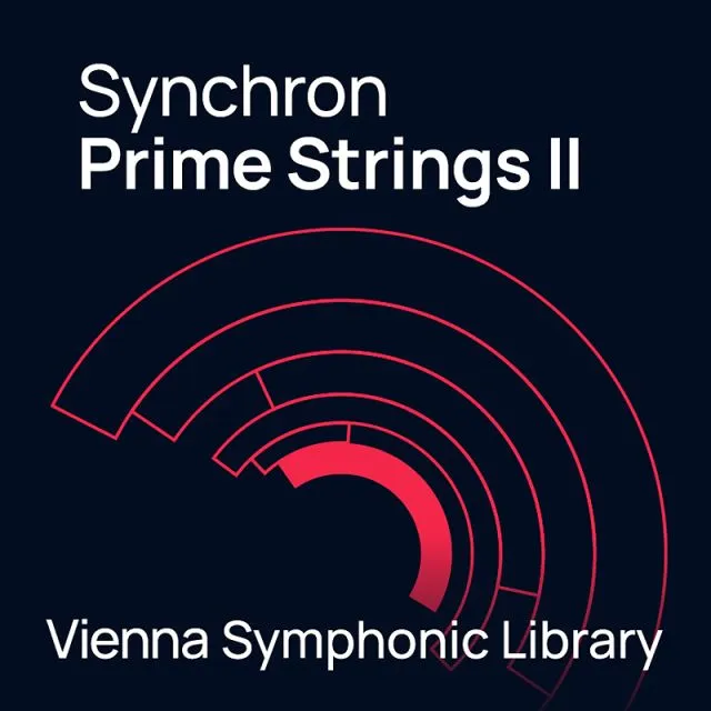 Vienna Symphonic Library Synchron Prime Strings II logo with red concentric arc design on dark background