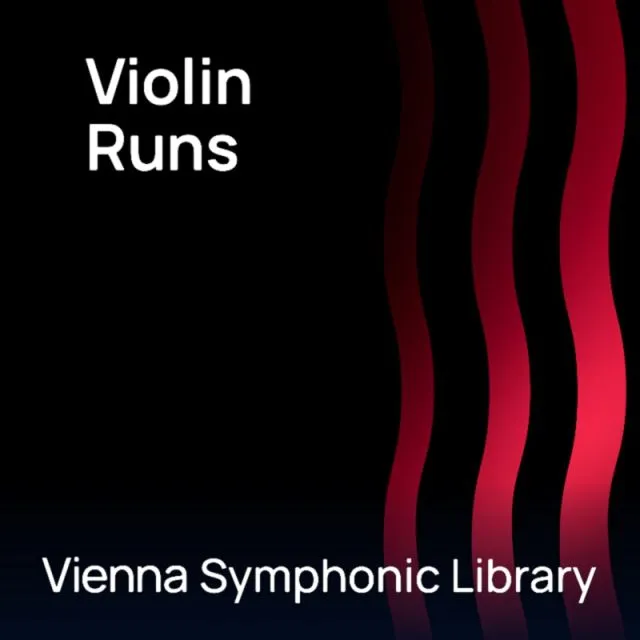 Violin Runs cover w/ red curved ribbons on dark background &amp; VSL logo