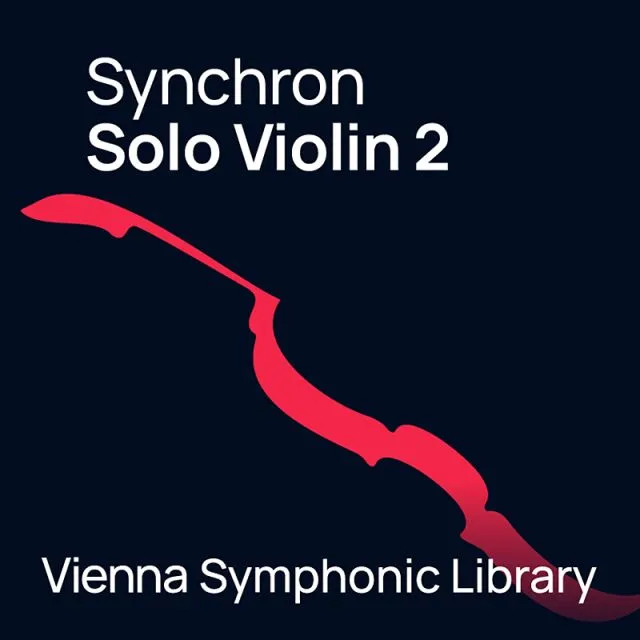 Vienna Symphonic Library Synchron Solo Violin 2 product icon with gradient red violin silhouette on dark background