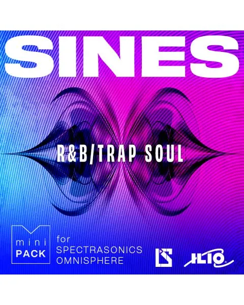 SINES R&B Trap Soul sound pack cover with vibrant blue to purple gradient background and stylized typography