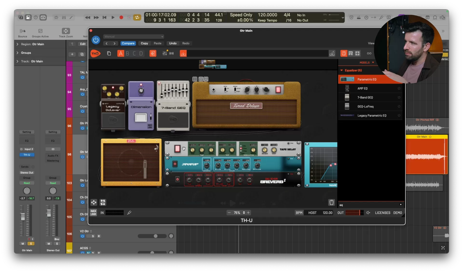 Screenshot of THU v2 showing Fender Twin Reverb-inspired amp sim