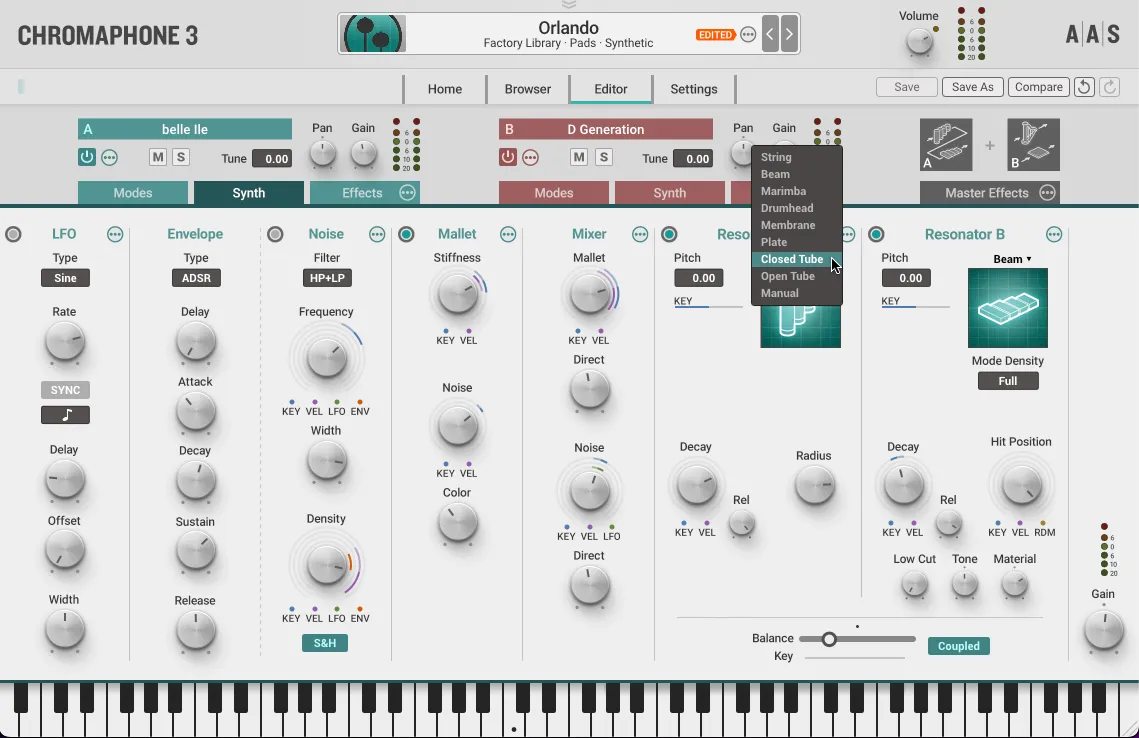 creative physical modeling synth plugin chromaphone 3 interface for experimental sound design and virtual instrument textures