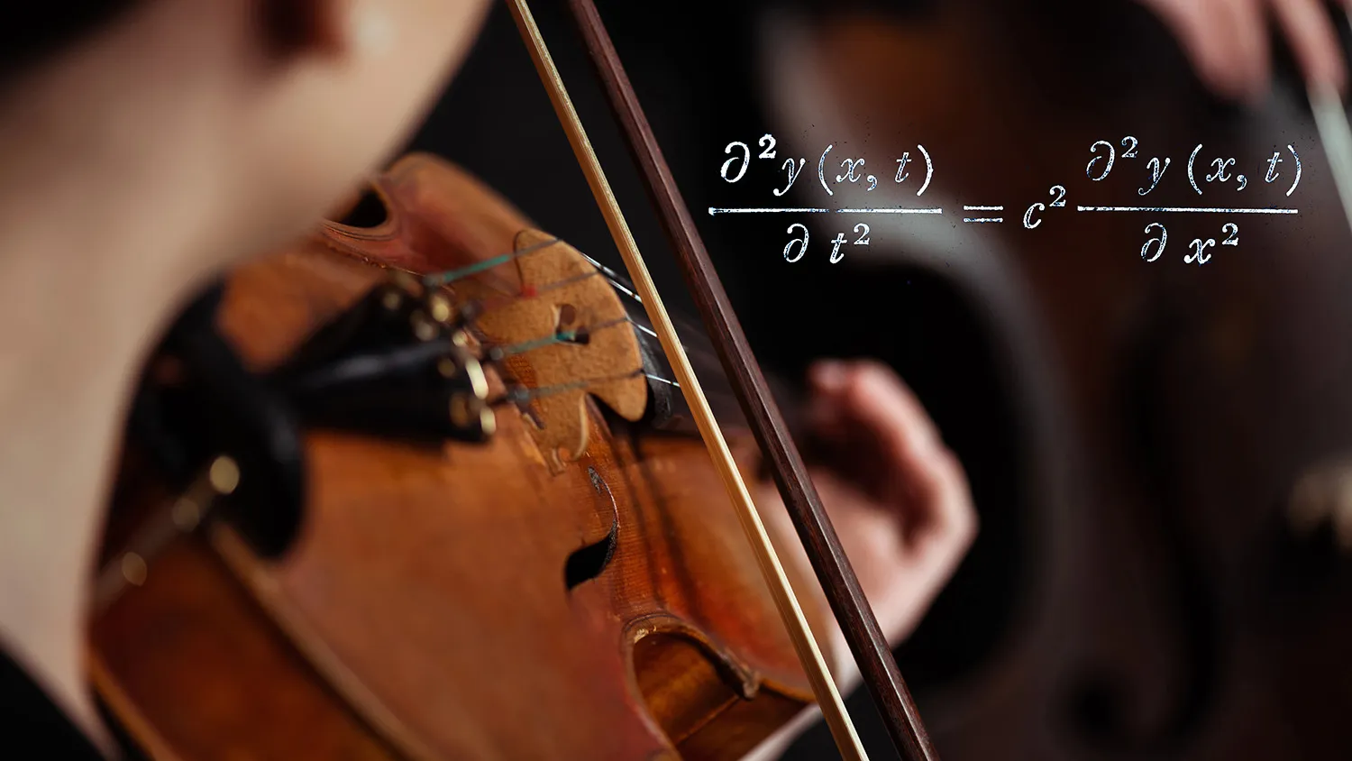 Physical modeling virtual instrument described by illustration of a violin performance