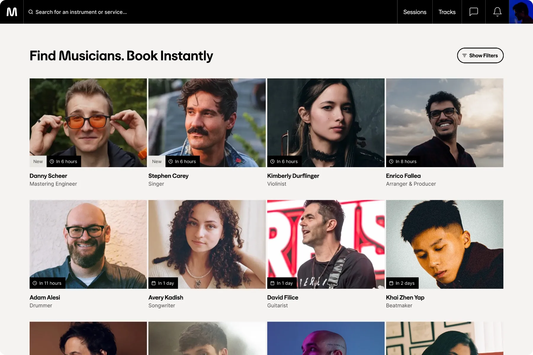     Find available session musicians and book recording sessions online