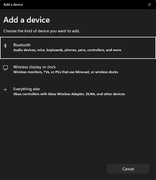 PC Bluetooth Connection Step 2