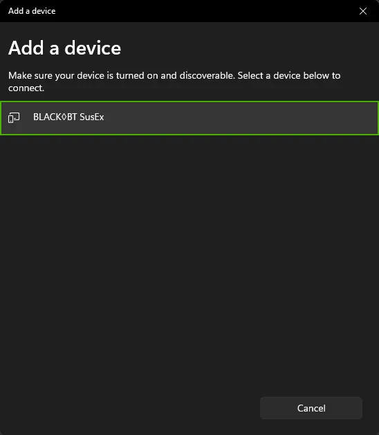 PC Bluetooth Connection Step 4