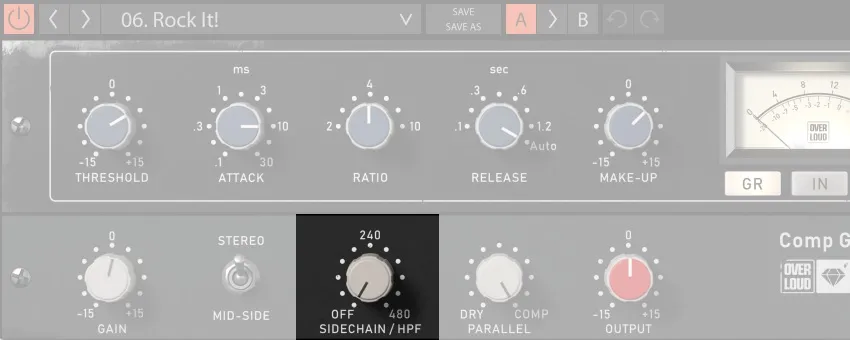 screenshot showing sidechain filtering