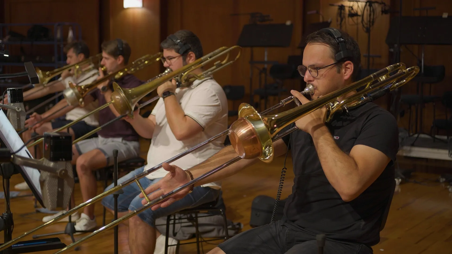 Muted tenor trombone ensemble recorded at Vienna Synchron Stage