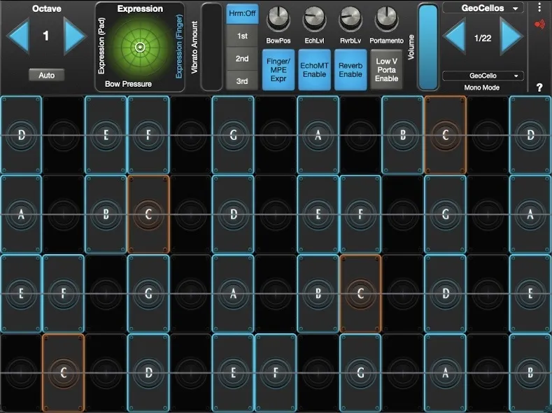 GeoCello interface in GeoShred Studio