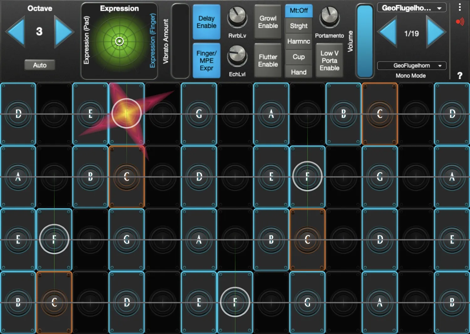 GeoFlugelhorn interface in GeoShred Studio