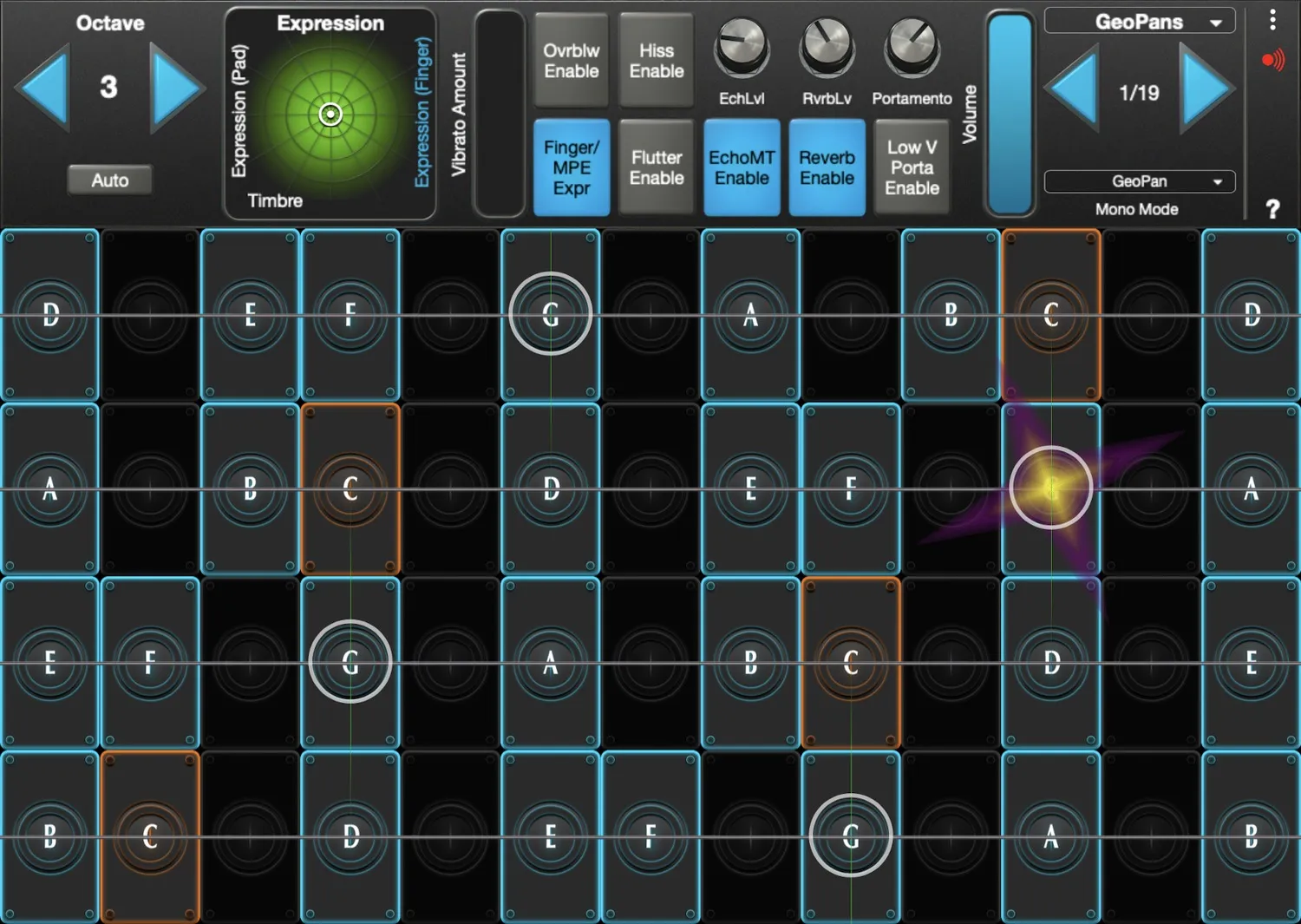 GeoPan interface in GeoShred Studio