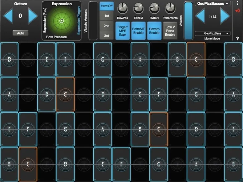 GeoPizzBass interface in GeoShred Studio