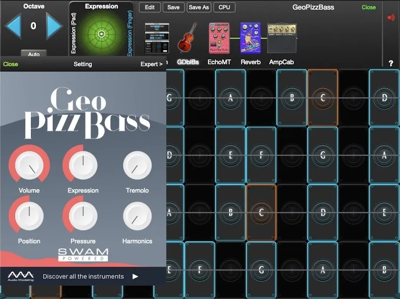GeoPizzBass controls in GeoShred Studio