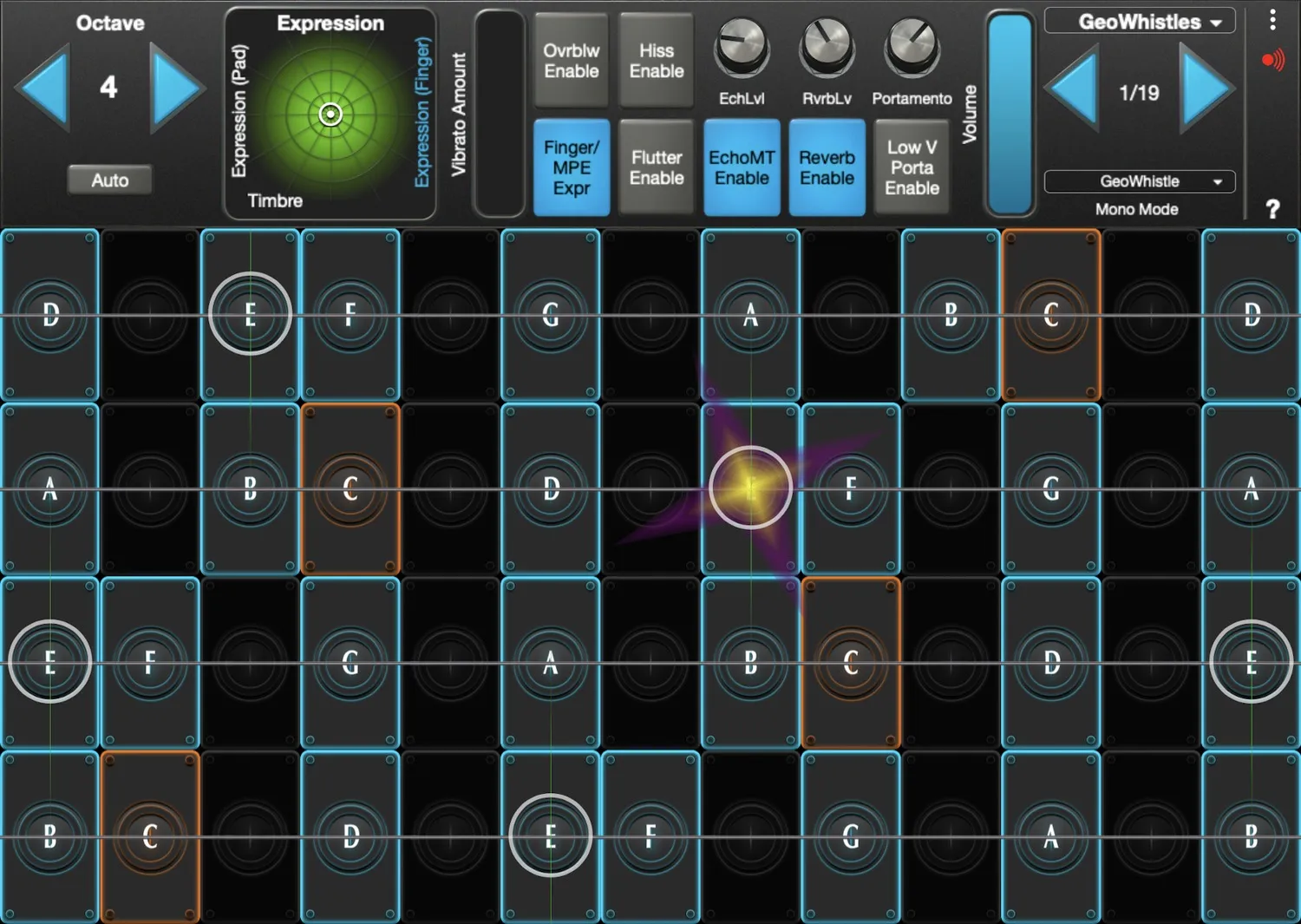 GeoWhistle interface in GeoShred Studio